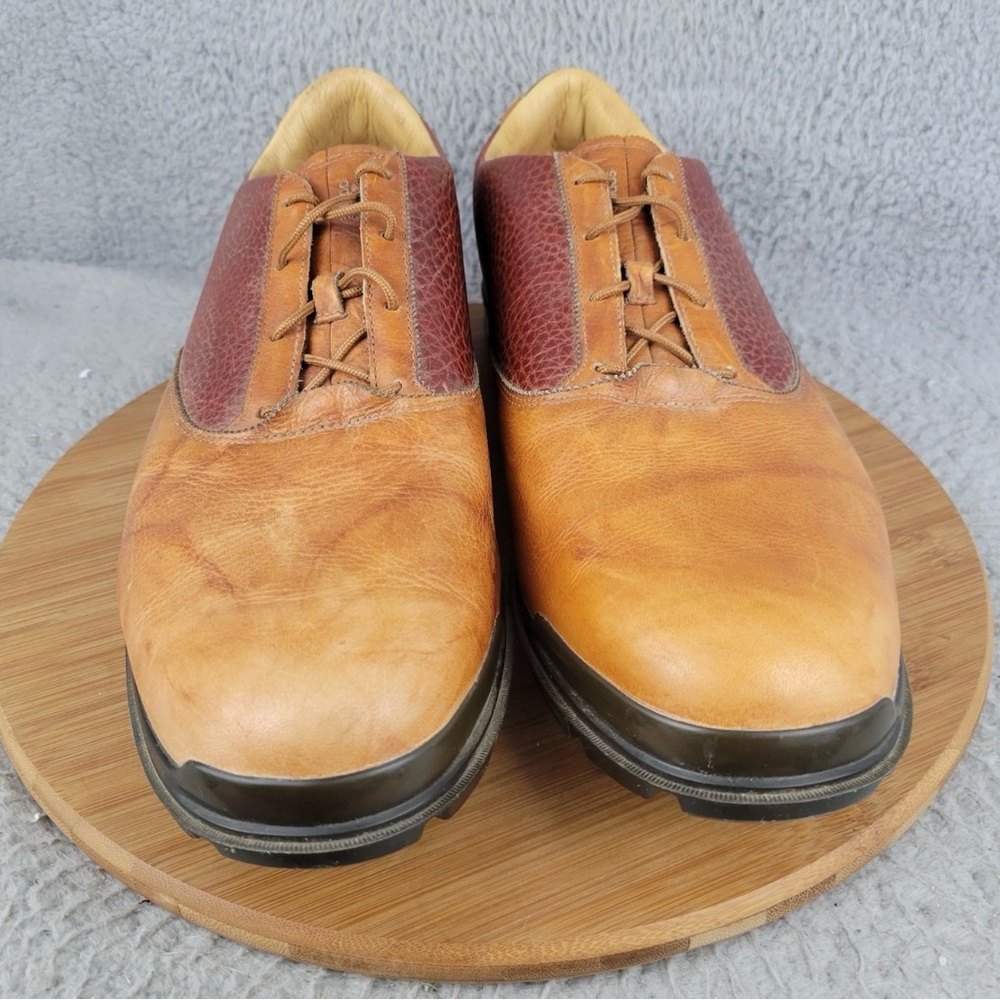 Men's Adidas Gold Shoes Brown and Tan Leather Shoes - Picture 3 of 11